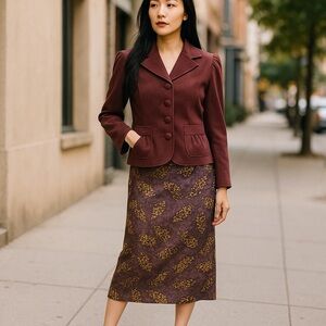 JG Hook suit set vintage blazer skirt set purple blazer maxi skirt